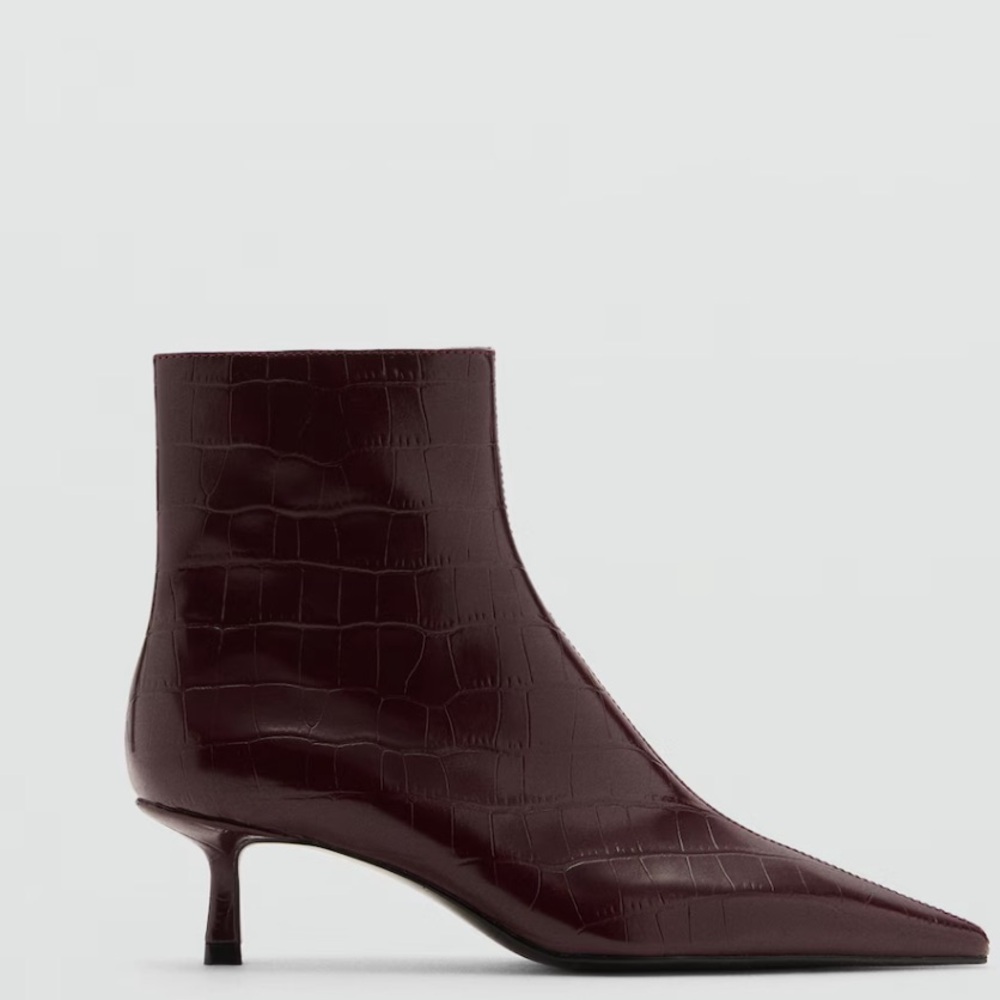 Mango Burgundy Ankle Boots